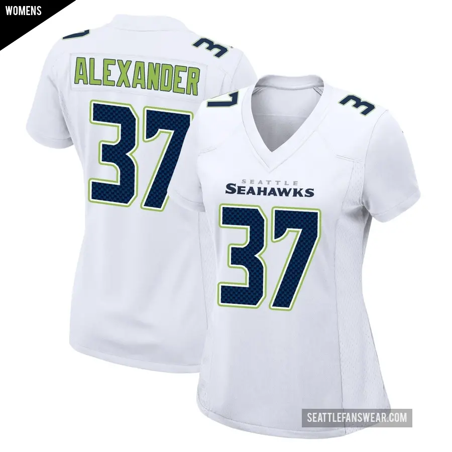 Women's Seattle Seahawks ＃37 Shaun Alexander White Game Tundra Fashion Jersey
