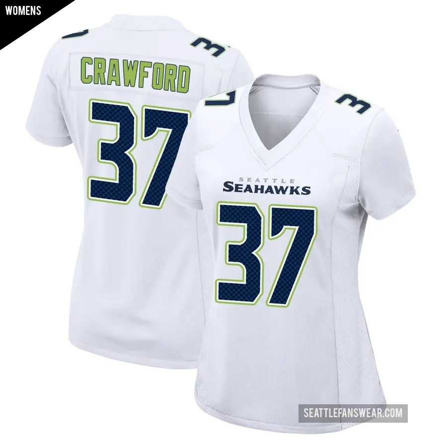 Women's Seattle Seahawks ＃37 Xavier Crawford White Game Tundra Fashion Jersey