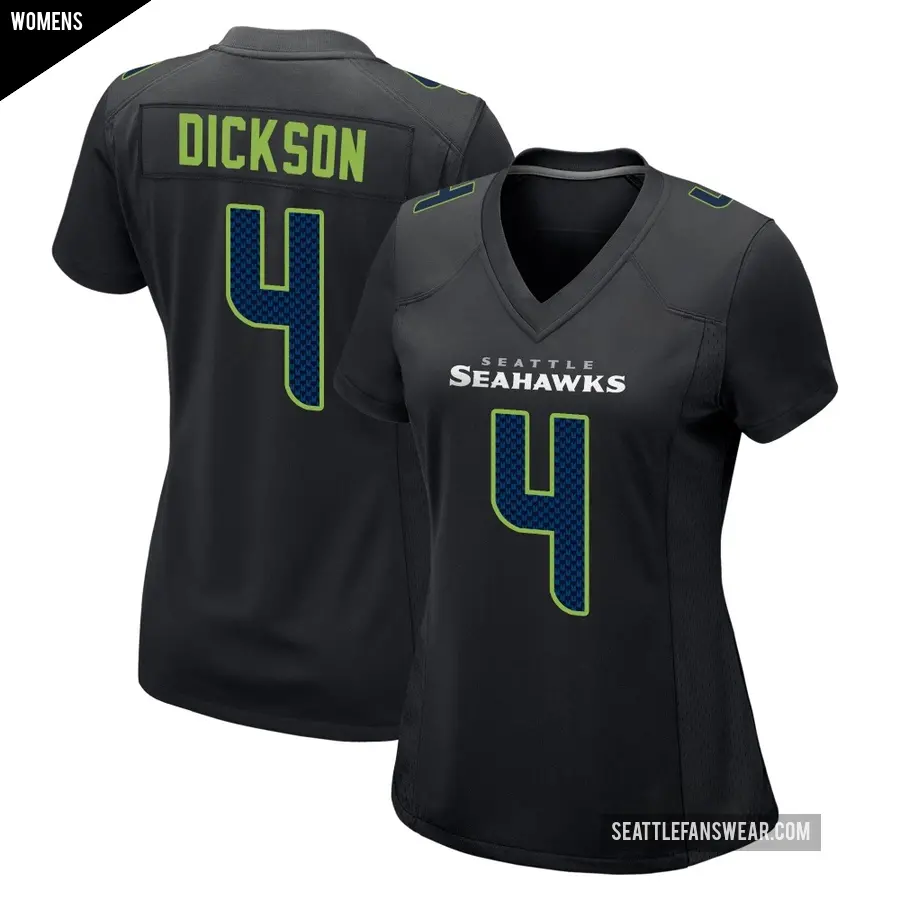 Women's Seattle Seahawks ＃4 Michael Dickson Black Game Carbon Fashion Jersey