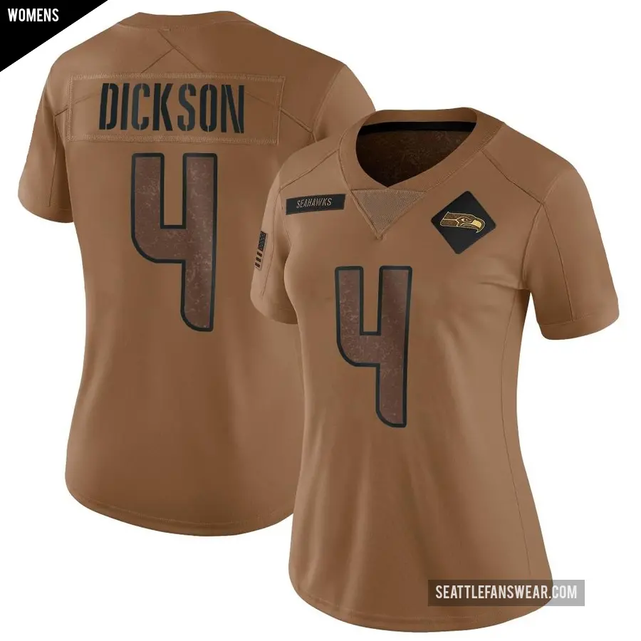 Women's Seattle Seahawks ＃4 Michael Dickson Brown Limited 2023 Salute To Service Jersey