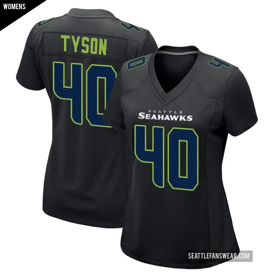 Women's Seattle Seahawks ＃40 Michael Tyson Black Game Carbon Fashion Jersey