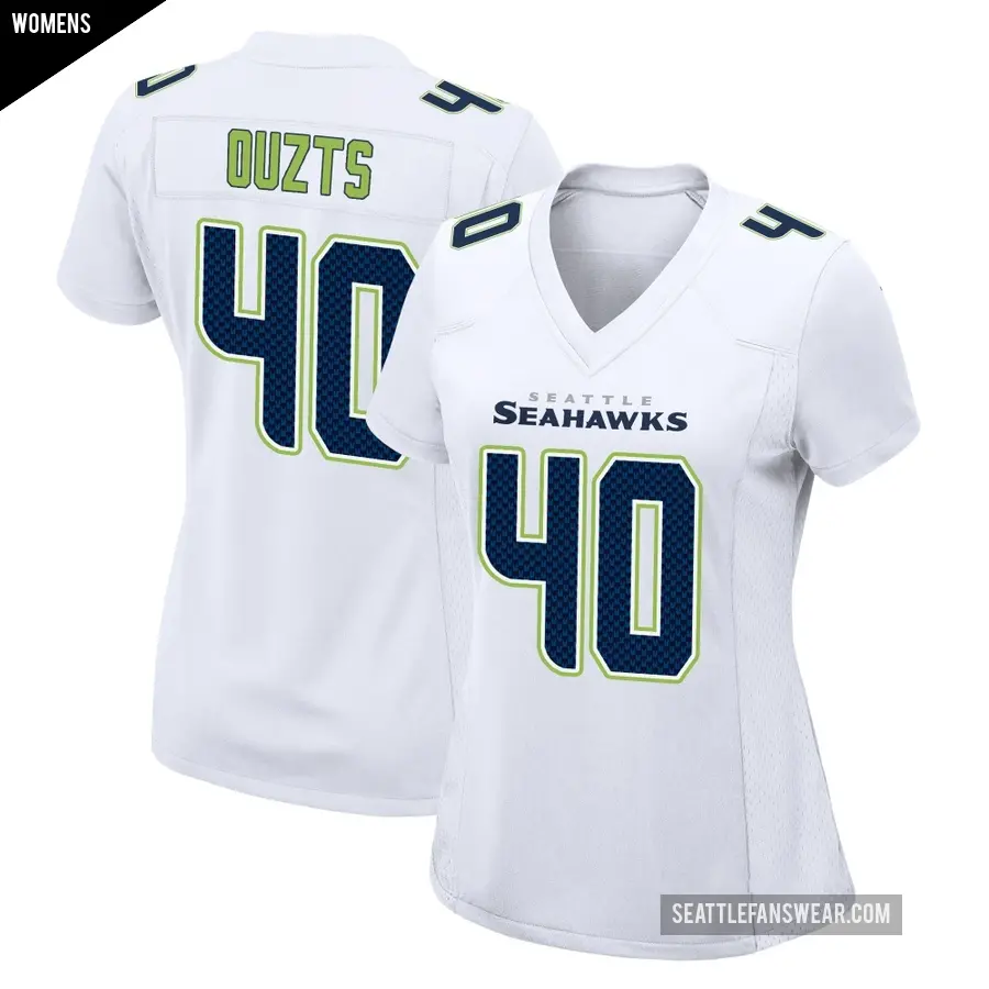 Women's Seattle Seahawks ＃40 Robbie Ouzts White Game Tundra Fashion Jersey