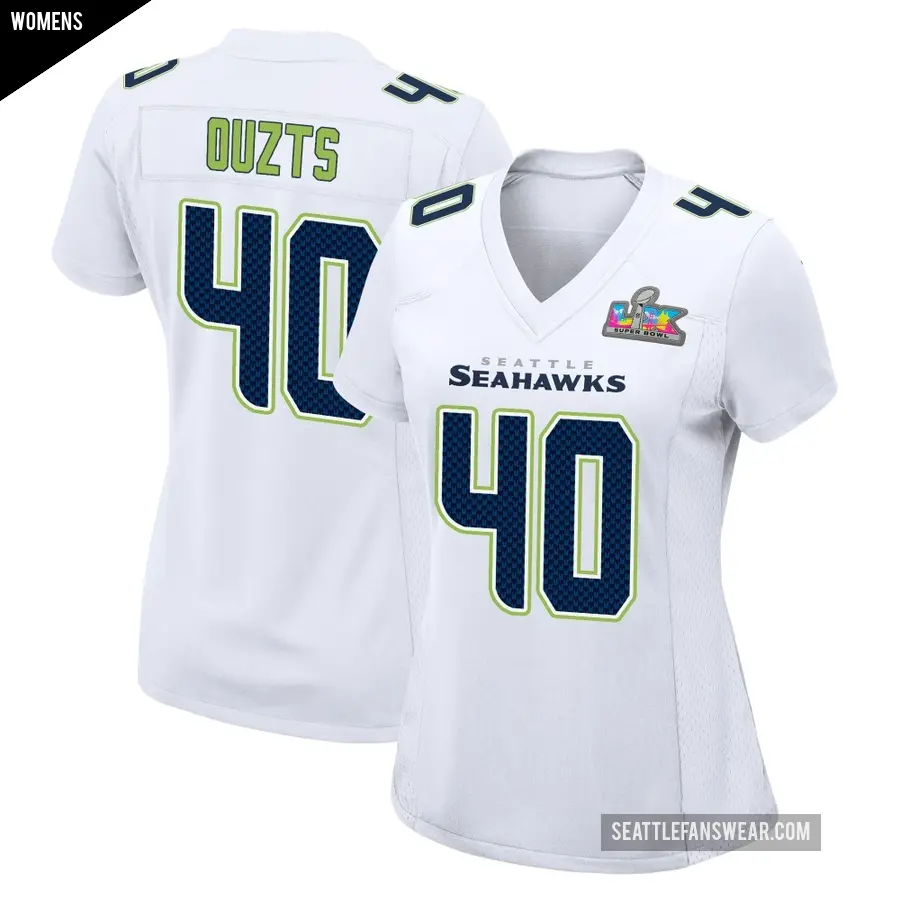 Women's Seattle Seahawks ＃40 Robbie Ouzts White Game Tundra Fashion Super Bowl LX Patch Jersey