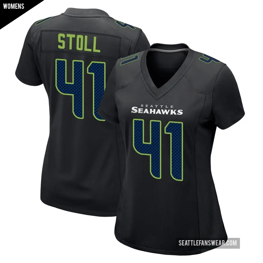 Women's Seattle Seahawks ＃41 Chris Stoll Black Game Carbon Fashion Jersey