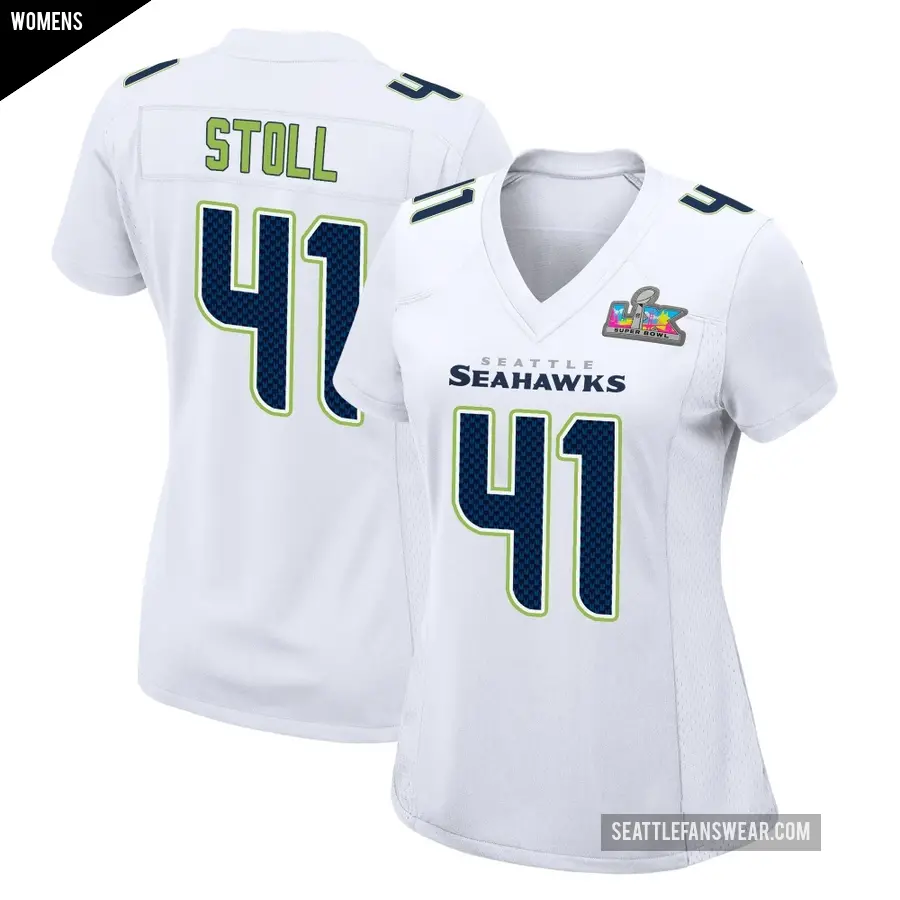 Women's Seattle Seahawks ＃41 Chris Stoll White Game Tundra Fashion Super Bowl LX Patch Jersey