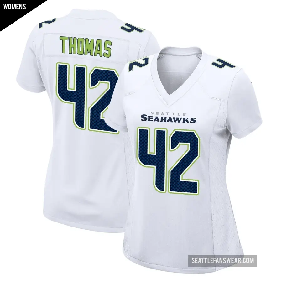 Women's Seattle Seahawks ＃42 Drake Thomas White Game Tundra Fashion Jersey