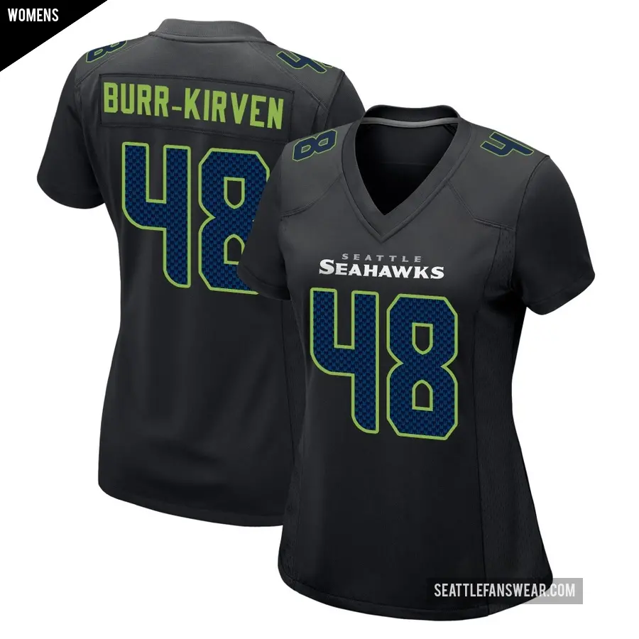 Women's Seattle Seahawks ＃48 Ben Burr-Kirven Black Game Carbon Fashion Jersey