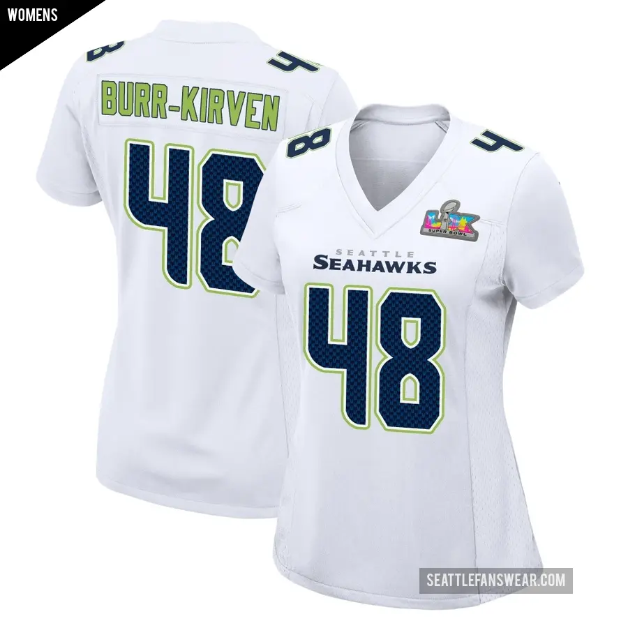 Women's Seattle Seahawks ＃48 Ben Burr-Kirven White Game Tundra Fashion Super Bowl LX Patch Jersey