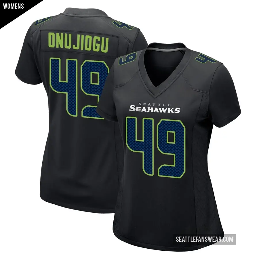 Women's Seattle Seahawks ＃49 Joshua Onujiogu Black Game Carbon Fashion Jersey