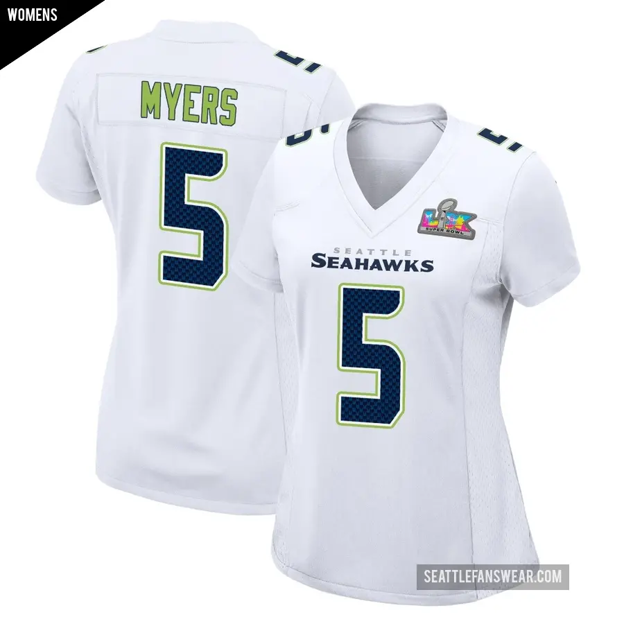Women's Seattle Seahawks ＃5 Jason Myers White Game Tundra Fashion Super Bowl LX Patch Jersey