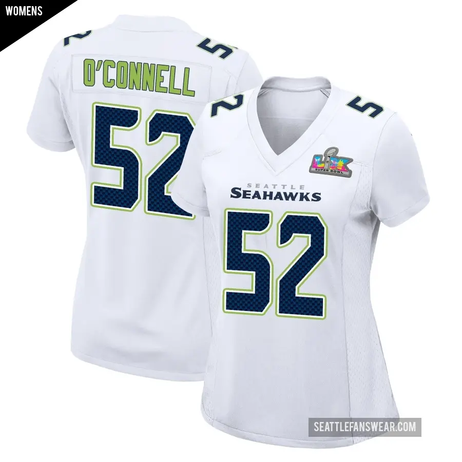 Women's Seattle Seahawks ＃52 Patrick O'Connell White Game Tundra Fashion Super Bowl LX Patch Jersey