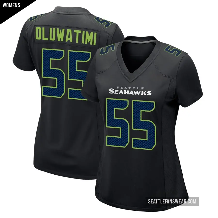 Women's Seattle Seahawks ＃55 Olu Oluwatimi Black Game Carbon Fashion Jersey