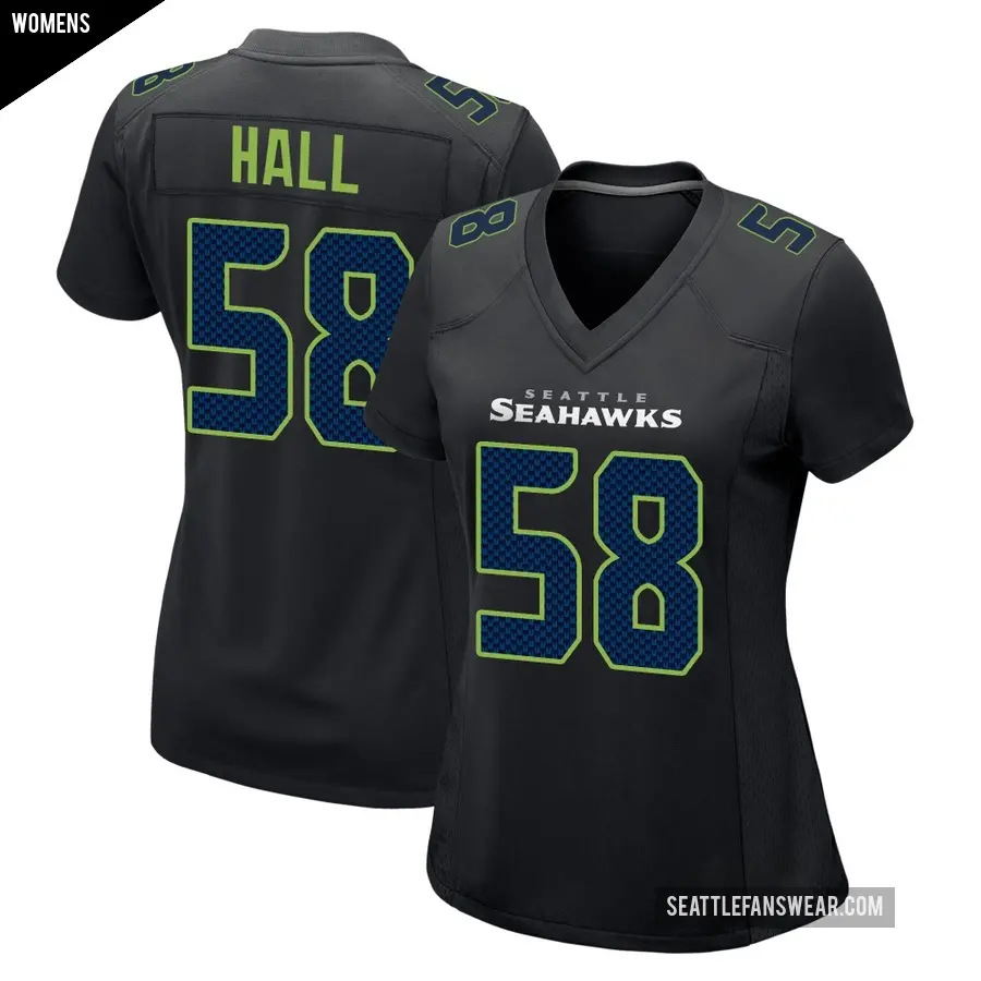 Women's Seattle Seahawks ＃58 Derick Hall Black Game Carbon Fashion Jersey