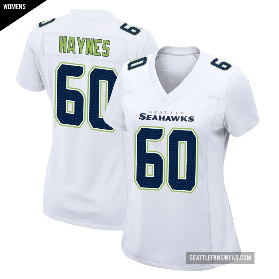 Women's Seattle Seahawks ＃60 Phil Haynes White Game Tundra Fashion Jersey