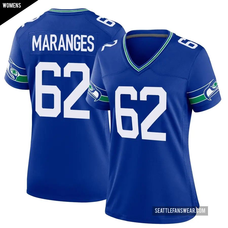 Women's Seattle Seahawks ＃62 Federico Maranges Royal Game Throwback Jersey