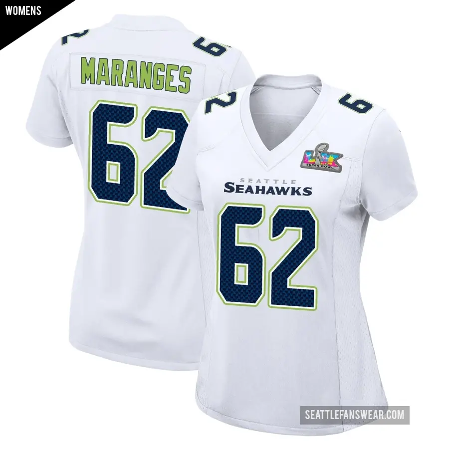 Women's Seattle Seahawks ＃62 Federico Maranges White Game Tundra Fashion Super Bowl LX Patch Jersey