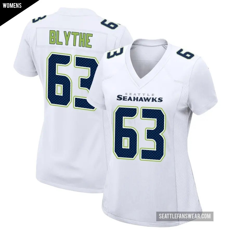 Women's Seattle Seahawks ＃63 Austin Blythe White Game Tundra Fashion Jersey