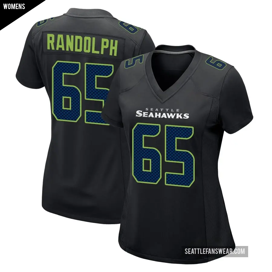 Women's Seattle Seahawks ＃65 Kendall Randolph Black Game Carbon Fashion Jersey