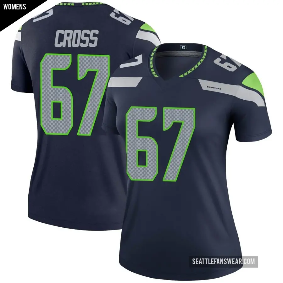 Women's Seattle Seahawks ＃67 Charles Cross Navy Legend Jersey