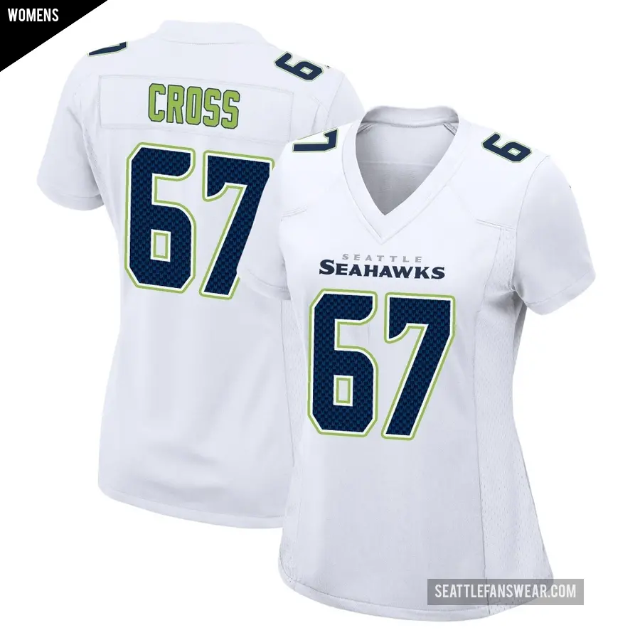 Women's Seattle Seahawks ＃67 Charles Cross White Game Tundra Fashion Jersey