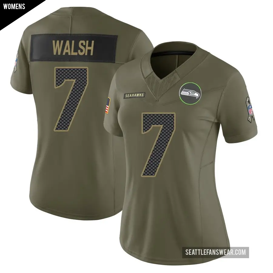 Women's Seattle Seahawks ＃7 Blair Walsh Olive Limited 2025 Salute to Service Jersey