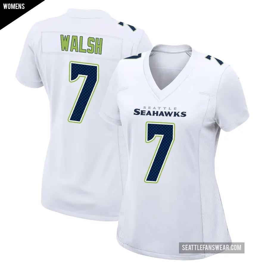Women's Seattle Seahawks ＃7 Blair Walsh White Game Tundra Fashion Jersey