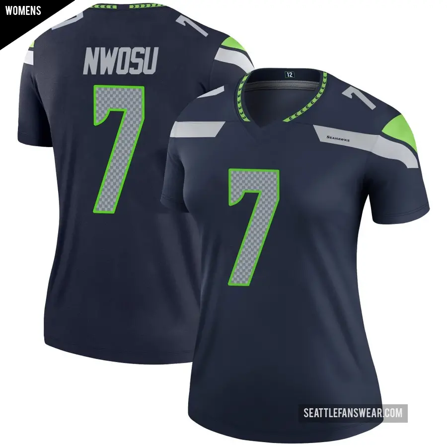 Women's Seattle Seahawks ＃7 Uchenna Nwosu Navy Legend Jersey