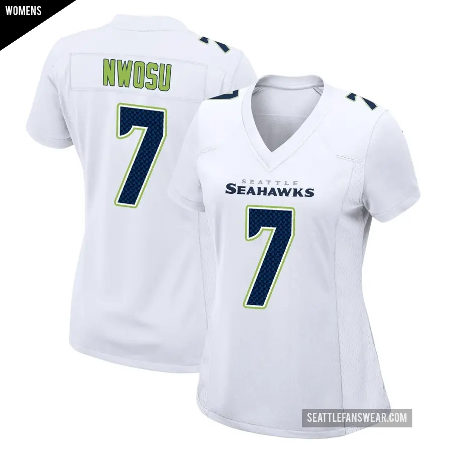 Women's Seattle Seahawks ＃7 Uchenna Nwosu White Game Tundra Fashion Jersey