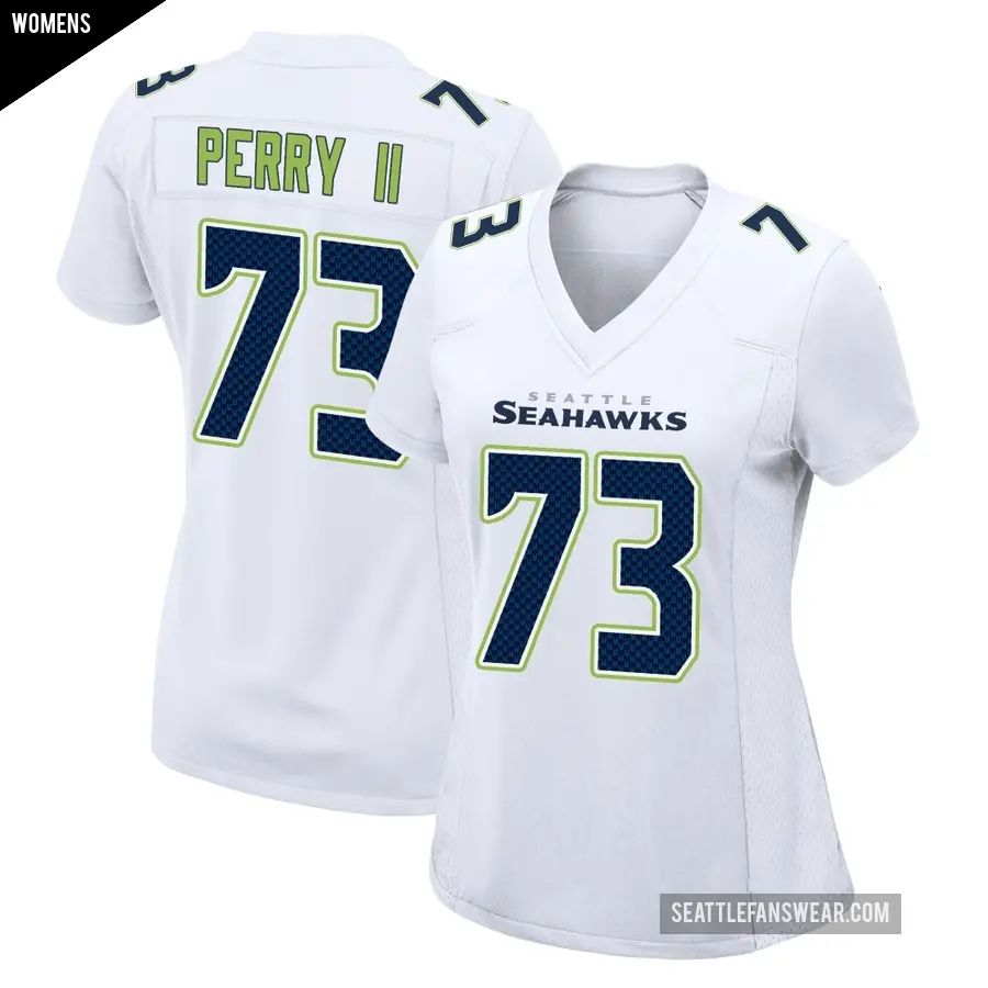 Women's Seattle Seahawks ＃73 Roderick Perry II White Game Tundra Fashion Jersey