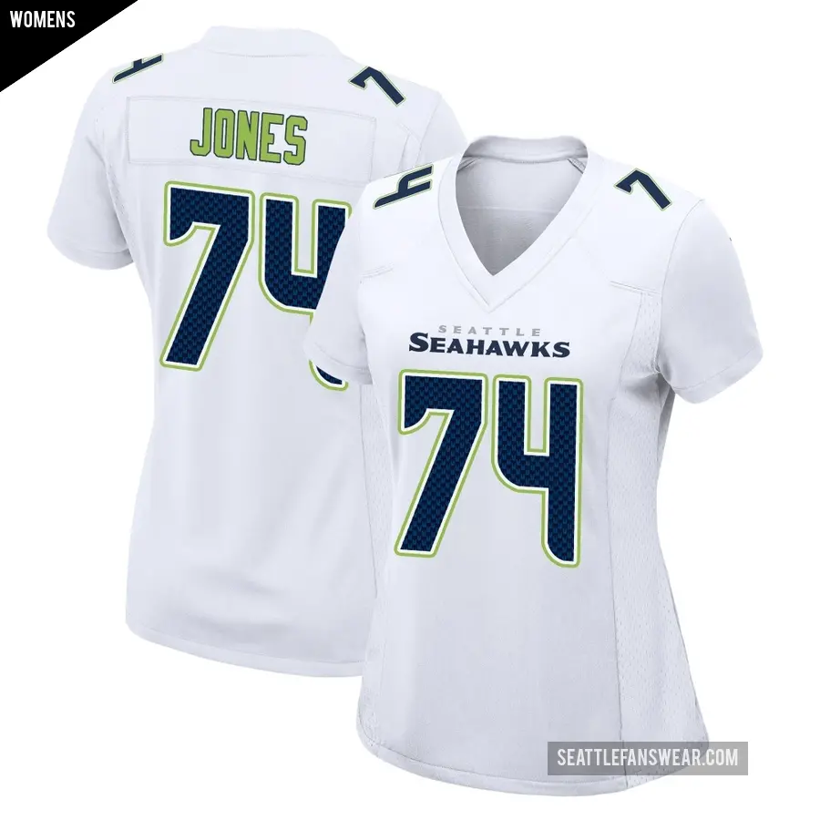 Women's Seattle Seahawks ＃74 Josh Jones White Game Tundra Fashion Jersey