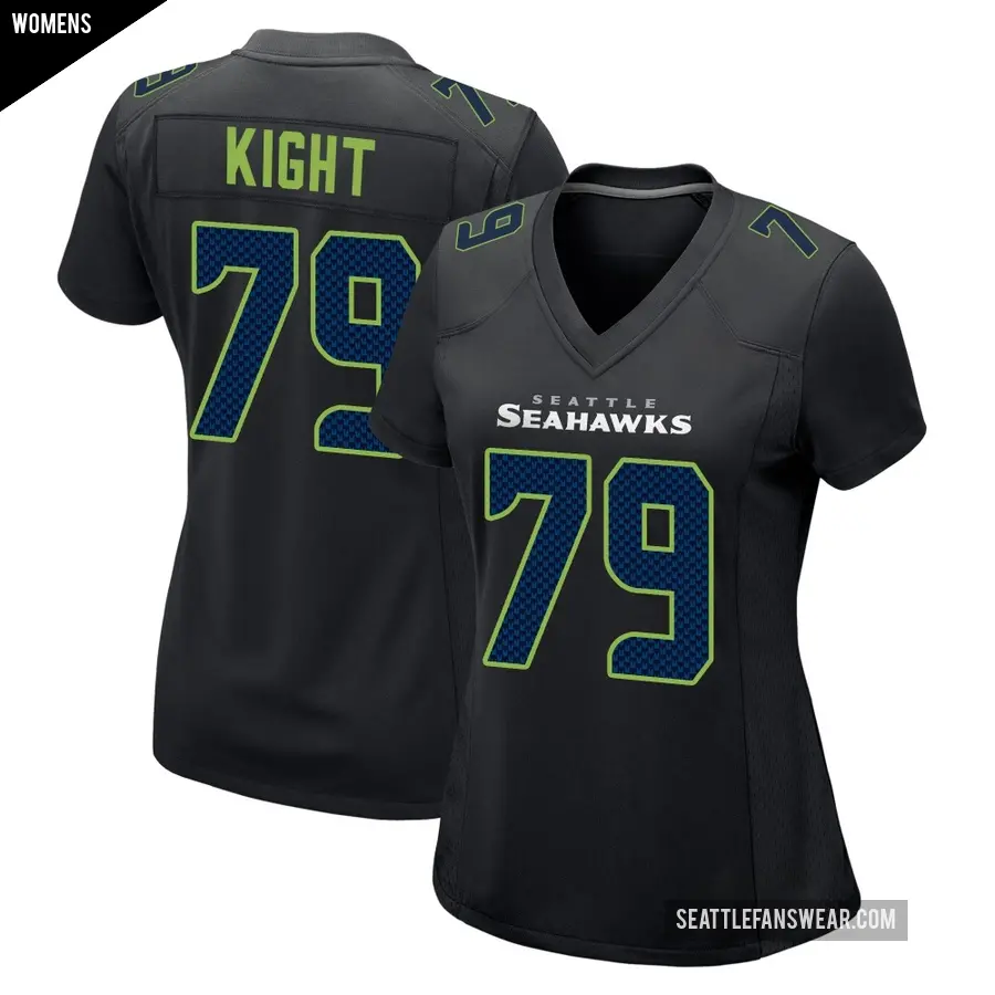 Women's Seattle Seahawks ＃79 Amari Kight Black Game Carbon Fashion Jersey
