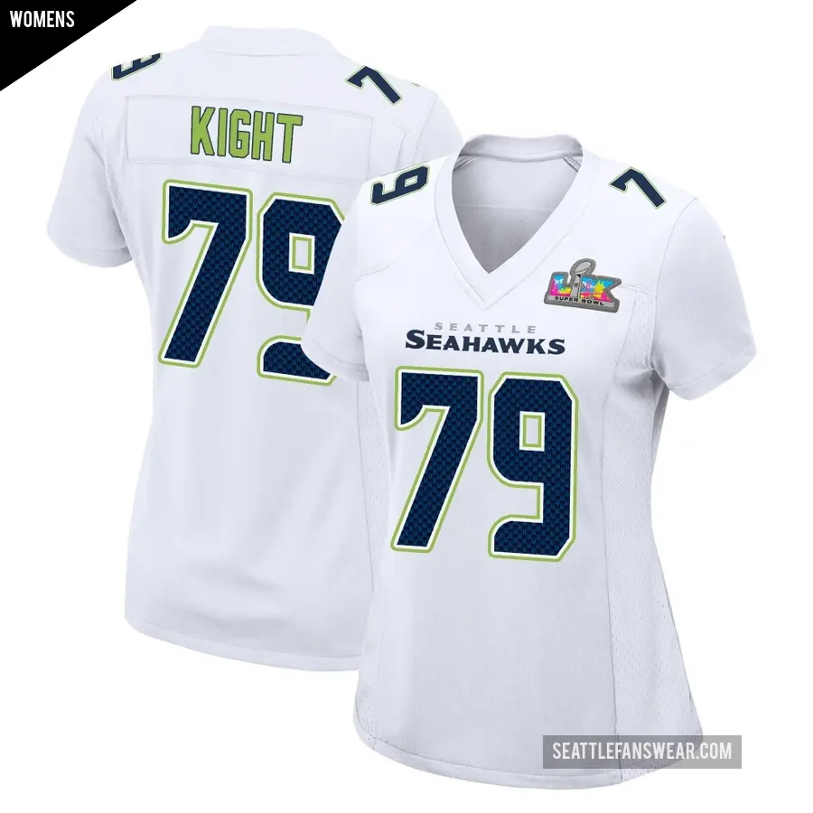 Women's Seattle Seahawks ＃79 Amari Kight White Game Tundra Fashion Super Bowl LX Patch Jersey