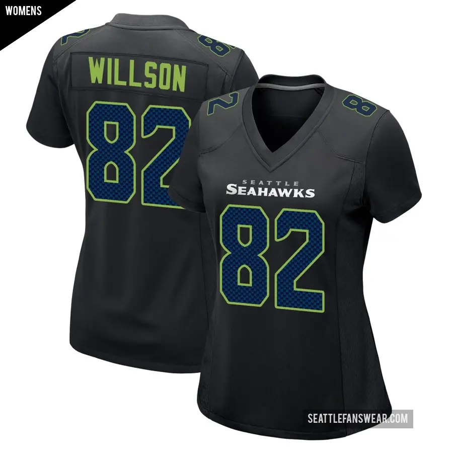 Women's Seattle Seahawks ＃82 Luke Willson Black Game Carbon Fashion Jersey