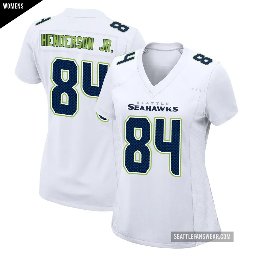 Women's Seattle Seahawks ＃84 Emmanuel Henderson Jr. White Game Tundra Fashion Jersey