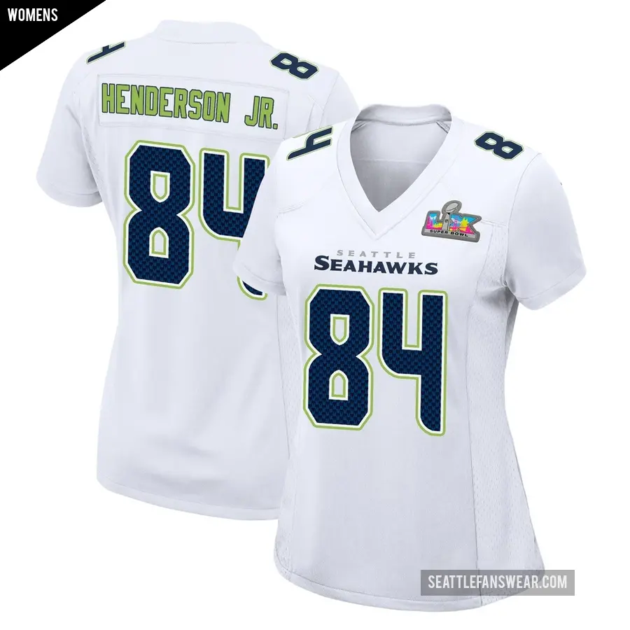 Women's Seattle Seahawks ＃84 Emmanuel Henderson Jr. White Game Tundra Fashion Super Bowl LX Patch Jersey
