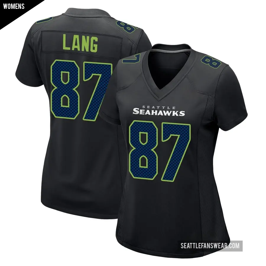 Women's Seattle Seahawks ＃87 Marshall Lang Black Game Carbon Fashion Jersey