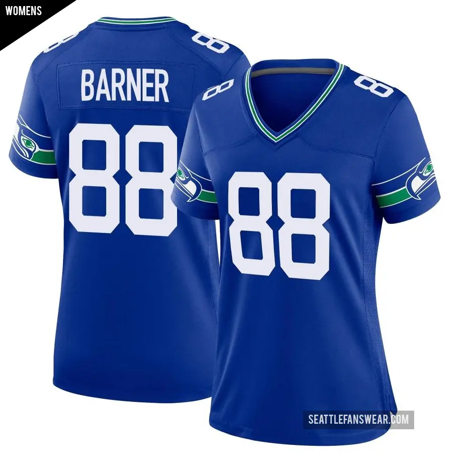 Women's Seattle Seahawks ＃88 AJ Barner Royal Game Throwback Jersey