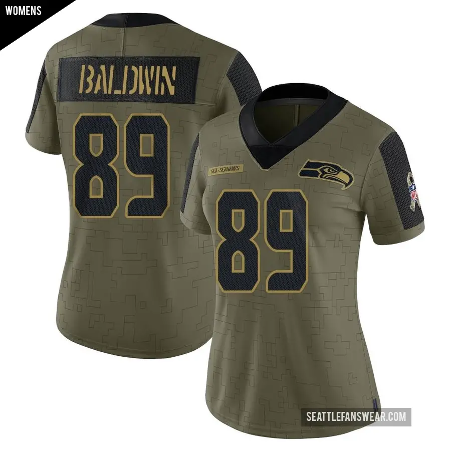 Women's Seattle Seahawks ＃89 Doug Baldwin Olive Limited 2021 Salute To Service Jersey