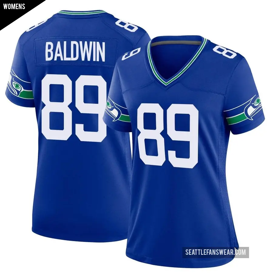 Women's Seattle Seahawks ＃89 Doug Baldwin Royal Game Throwback Jersey