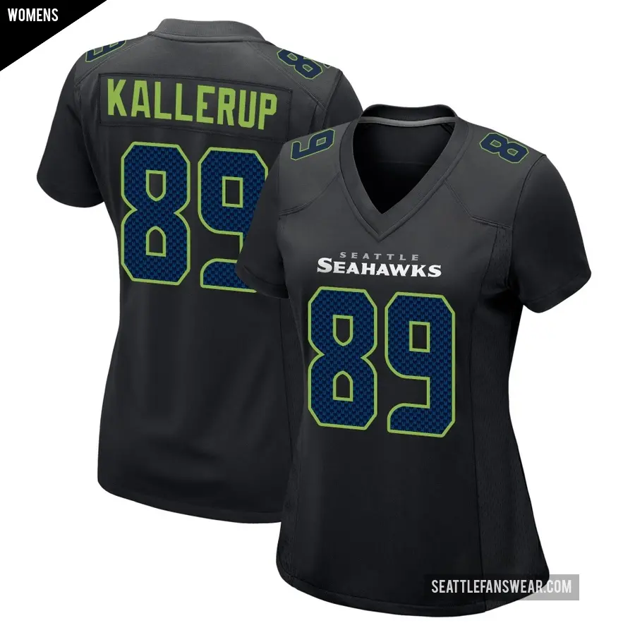 Women's Seattle Seahawks ＃89 Nick Kallerup Black Game Carbon Fashion Jersey