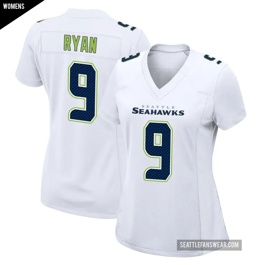Women's Seattle Seahawks ＃9 Jon Ryan White Game Tundra Fashion Jersey