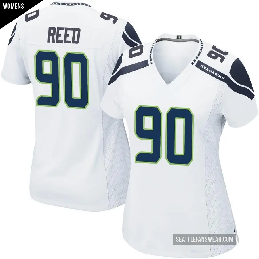 Women's Seattle Seahawks ＃90 Jarran Reed White Game Jersey