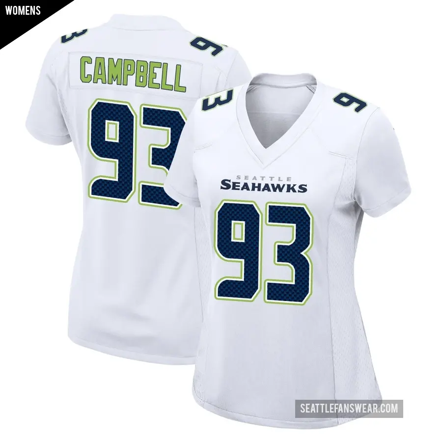 Women's Seattle Seahawks ＃93 Anthony Campbell White Game Tundra Fashion Jersey