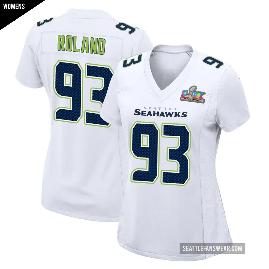 Women's Seattle Seahawks ＃93 Demeco Roland White Game Tundra Fashion Super Bowl LX Patch Jersey
