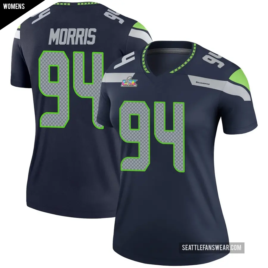 Women's Seattle Seahawks ＃94 Mike Morris Navy Legend Super Bowl LX Patch Jersey