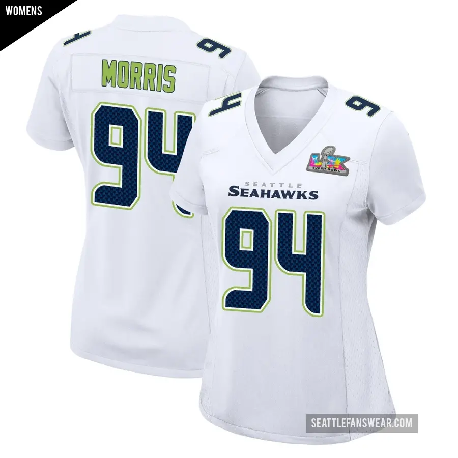 Women's Seattle Seahawks ＃94 Mike Morris White Game Tundra Fashion Super Bowl LX Patch Jersey