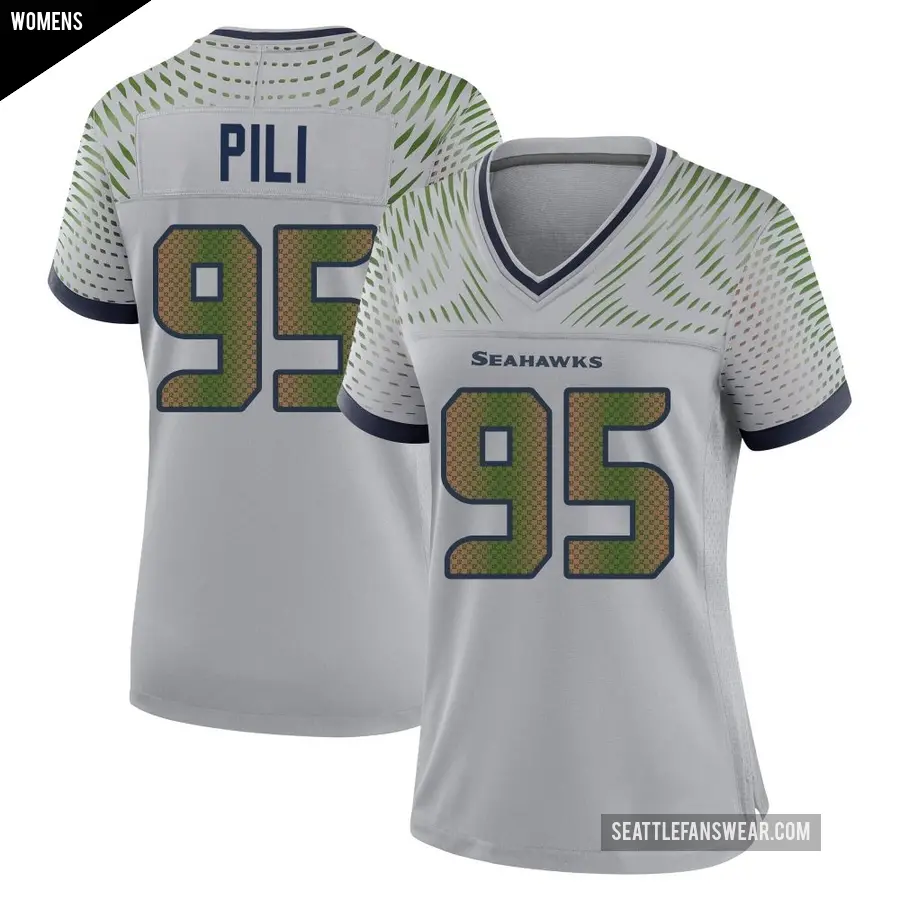 Women's Seattle Seahawks ＃95 Brandon Pili Gray Game Wolf 2025 Rivalries Collection Jersey