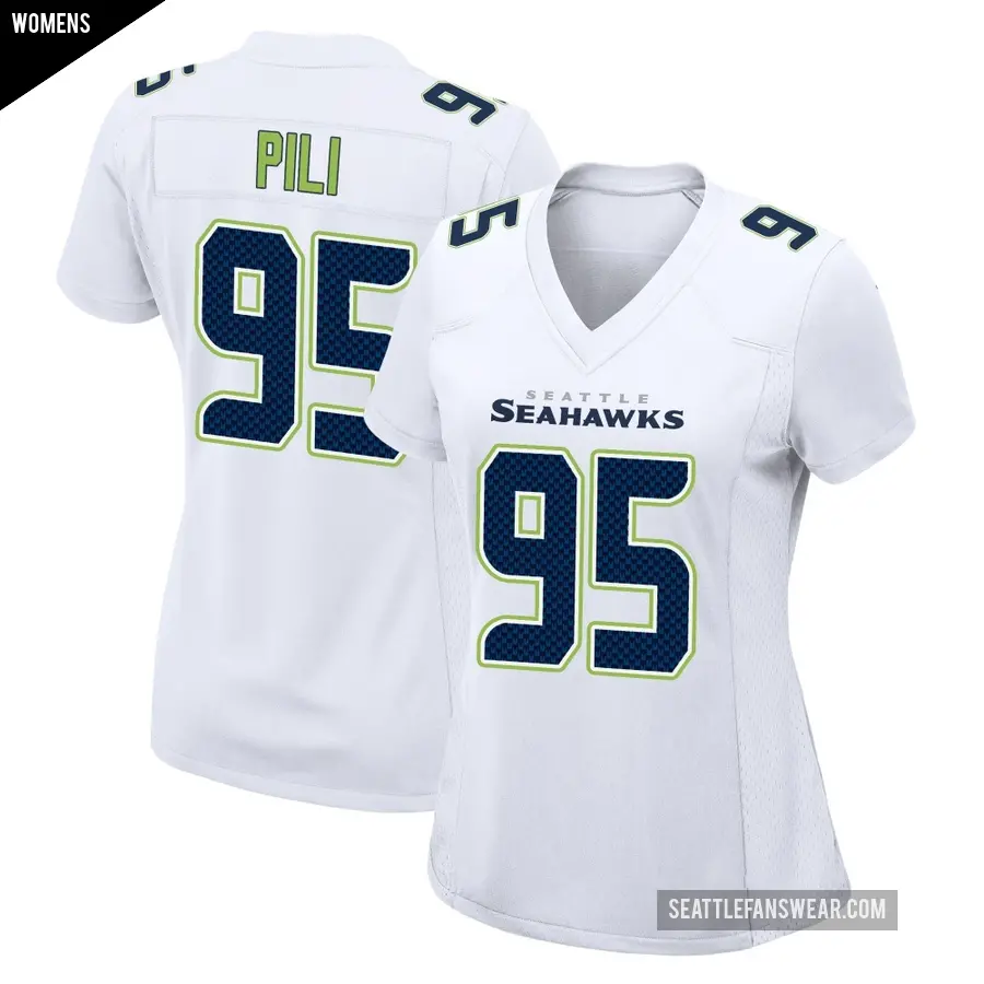 Women's Seattle Seahawks ＃95 Brandon Pili White Game Tundra Fashion Jersey