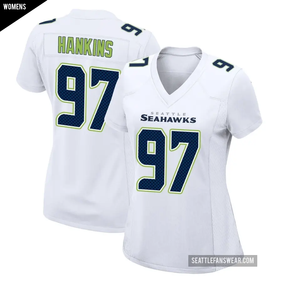Women's Seattle Seahawks ＃97 Johnathan Hankins White Game Tundra Fashion Jersey