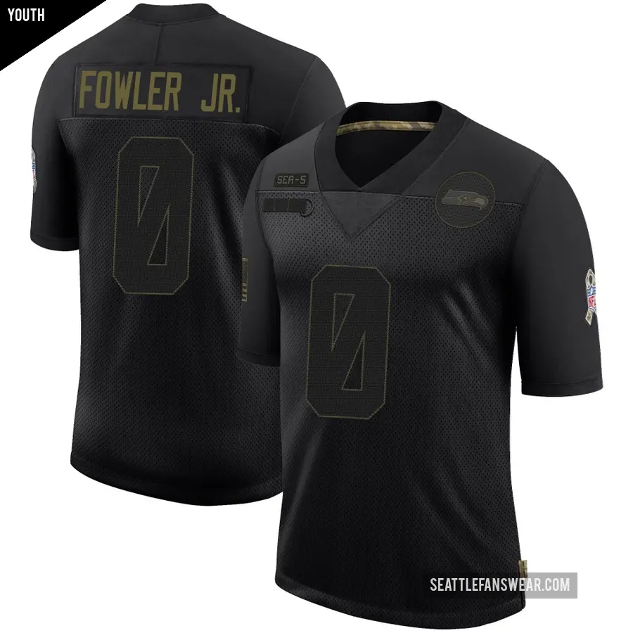 Youth Seattle Seahawks ＃0 Dante Fowler Jr. Black Limited 2020 Salute To Service Jersey